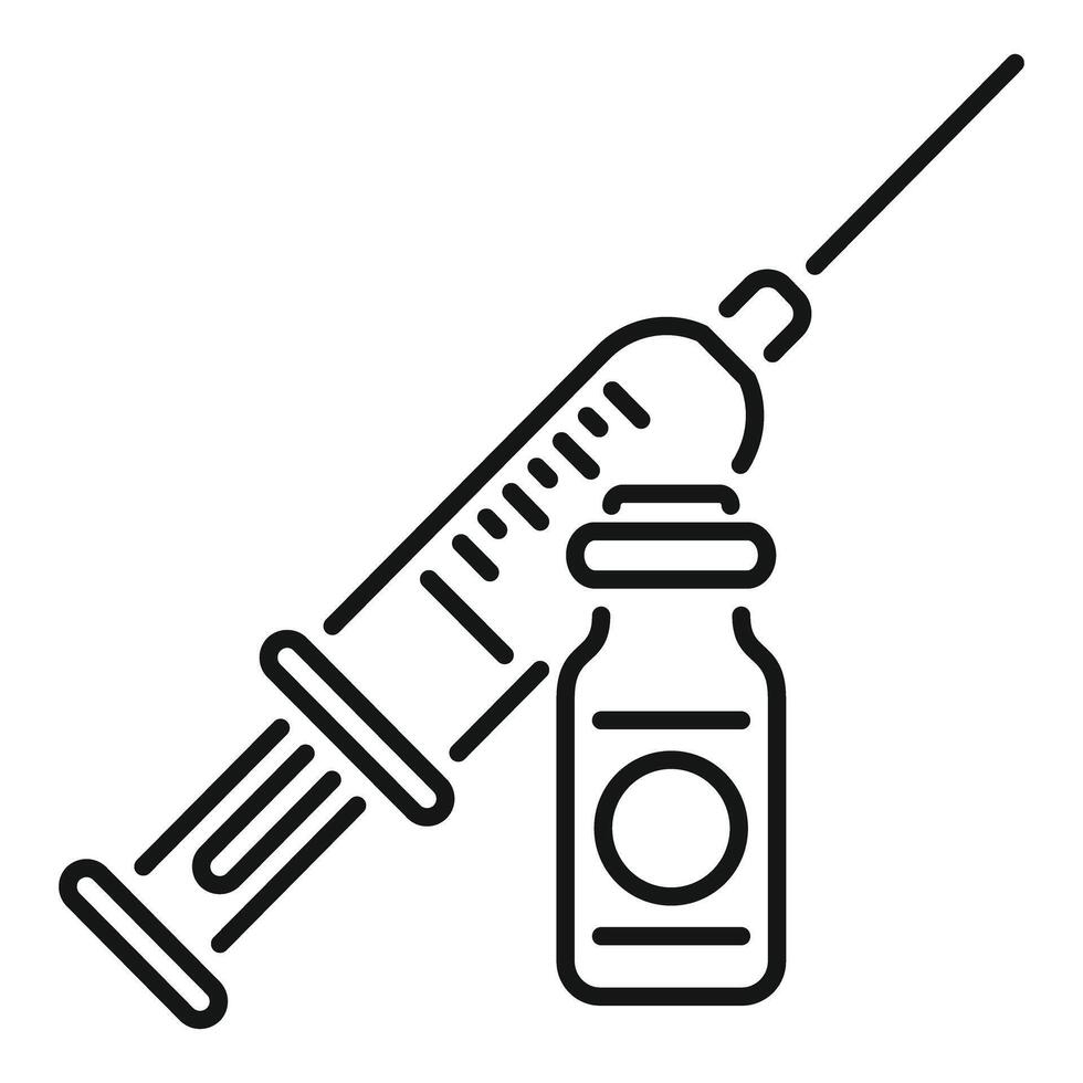 Medical syringe drawing vaccine from vial icon vector