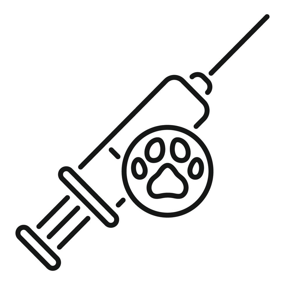 Veterinary syringe injection giving vaccine with paw print icon vector