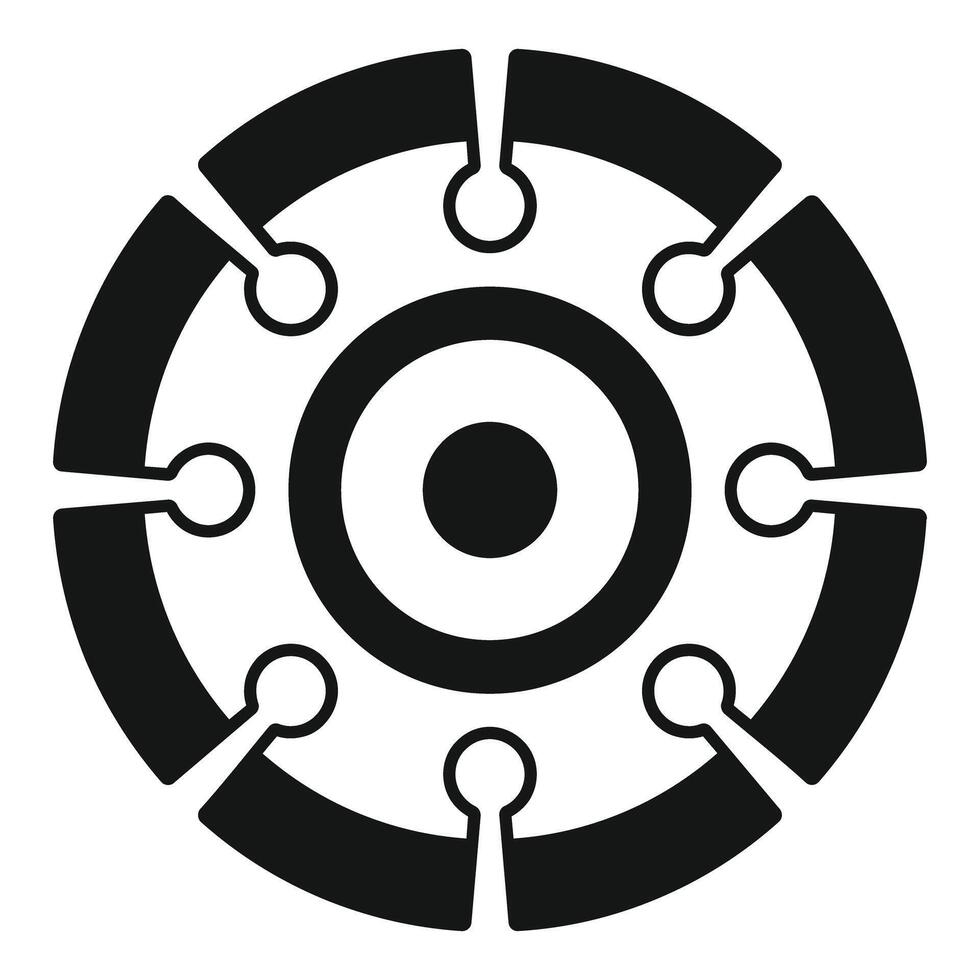 Circular saw blade icon showing eight cutting segments vector