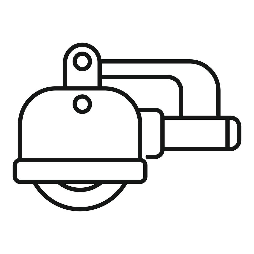 Circular saw cutting woodworking tool icon minimalist line art design vector
