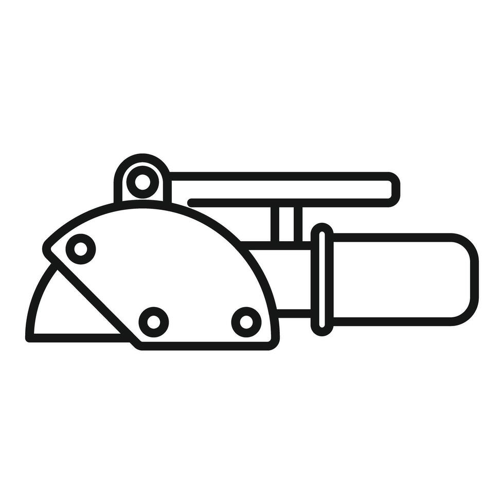 Angle grinder showing cutting disc and handle in black and white line art vector