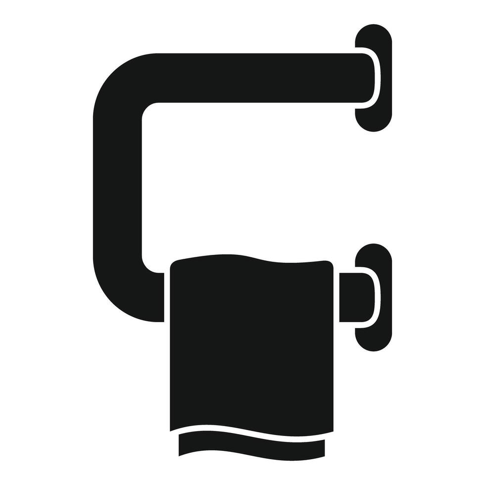 Wall mounted towel holder icon, simple style vector
