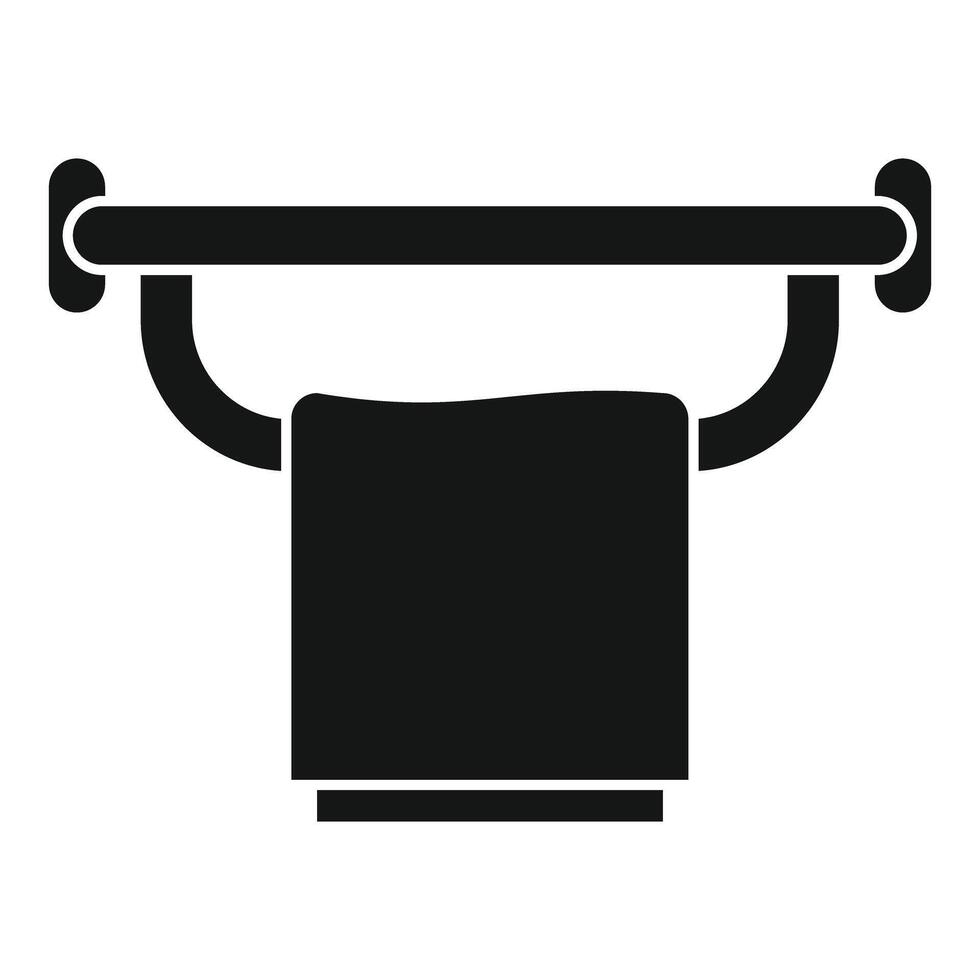 Towel hanging on heated rail drying in bathroom after shower vector