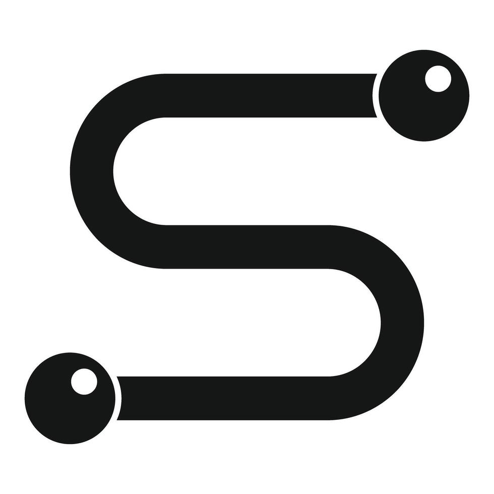 Black route location icon showing a planned journey vector