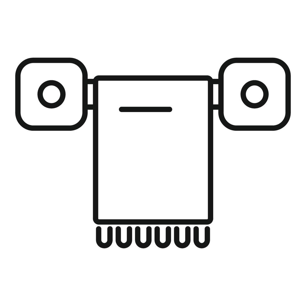 Heated towel dryer hanging on wall with buttons icon outline vector