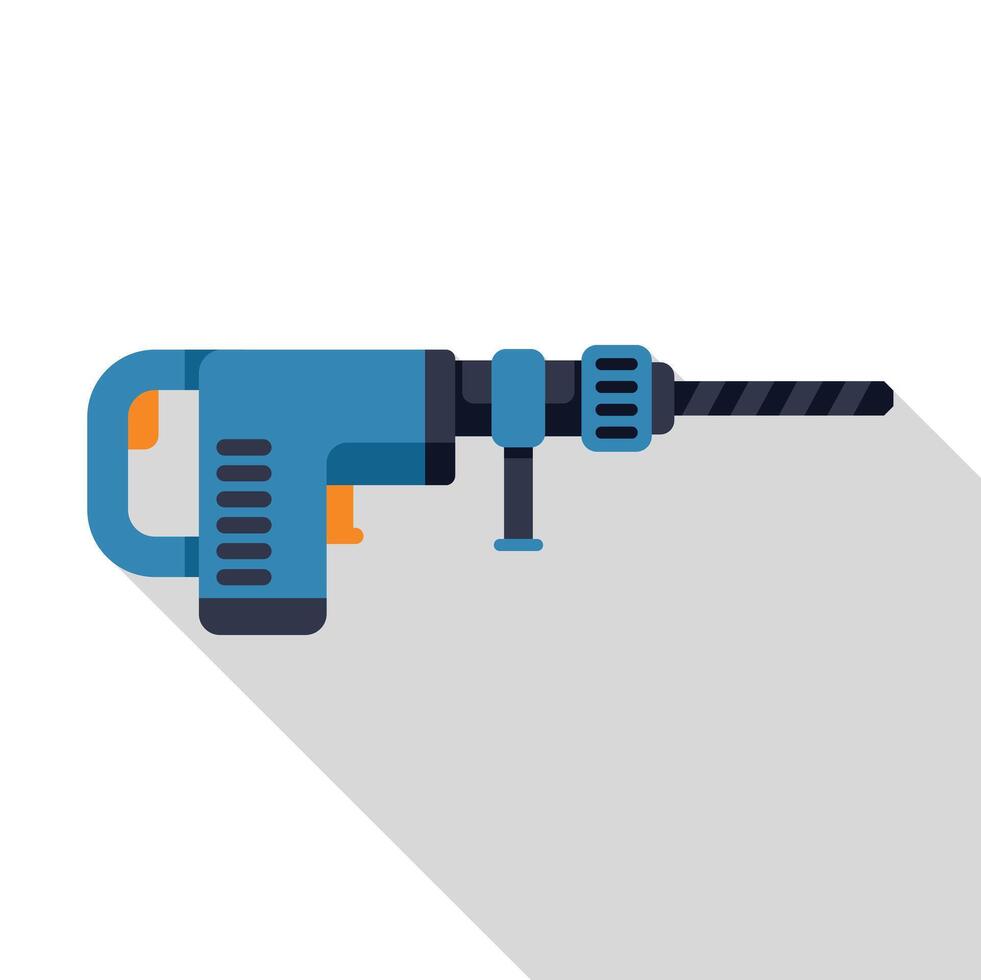 Powerful rotary hammer drill for construction and demolition work vector