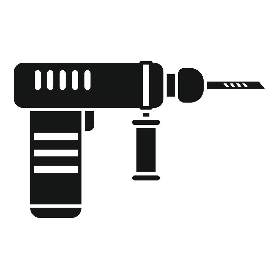 Powerful electric hammer drill with handle for construction work vector