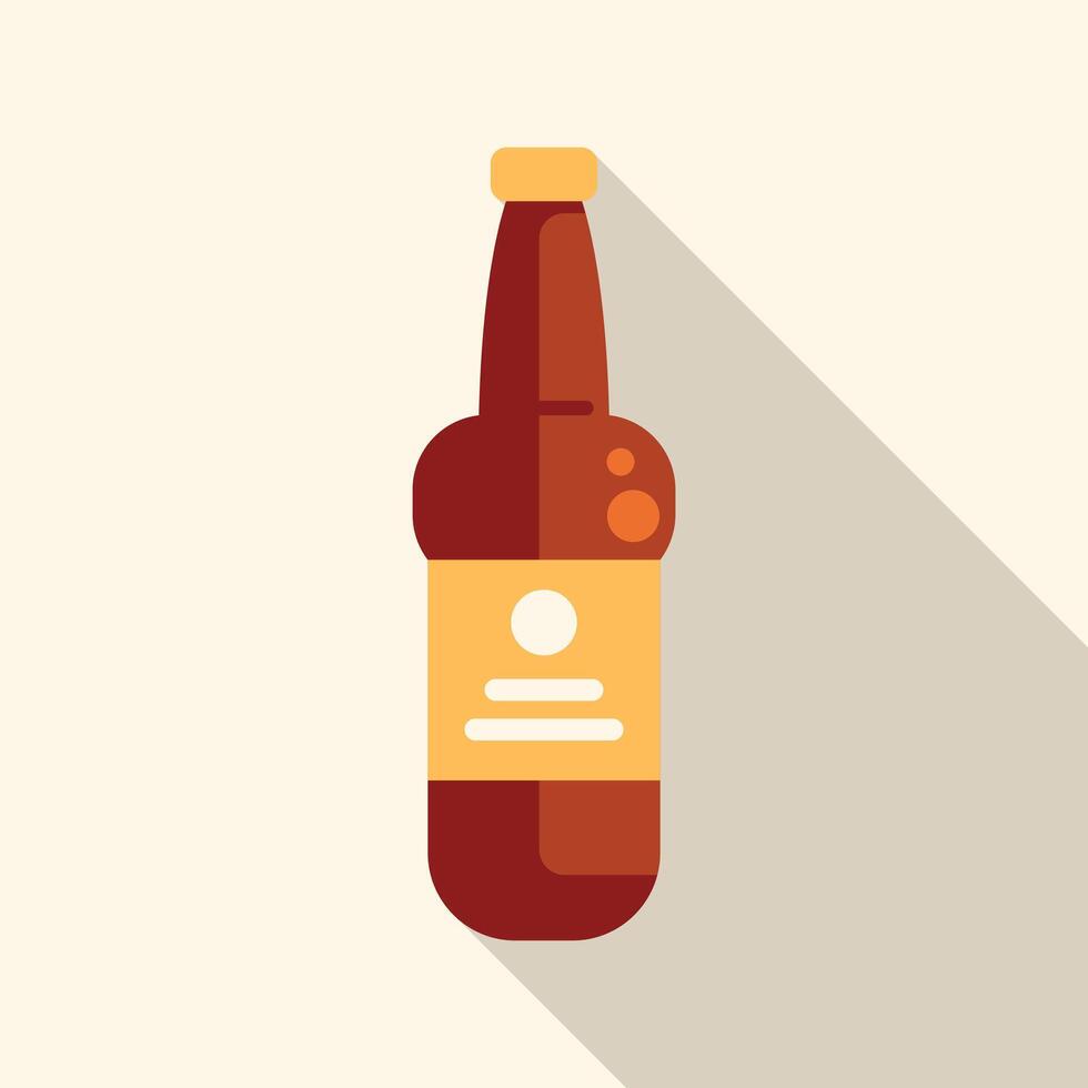 Brown beer bottle with blank label and long shadow vector