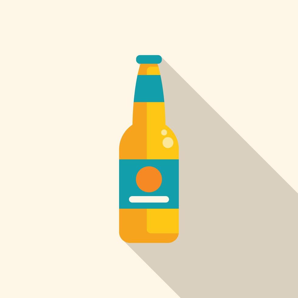 Yellow beer bottle with long shadow is standing vector