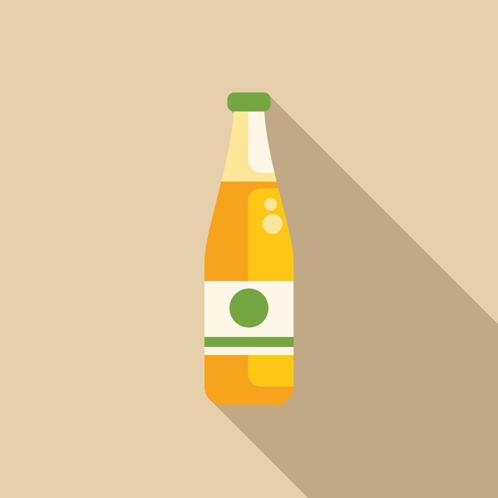 Glass bottle containing sparkling orange juice casting long shadow vector