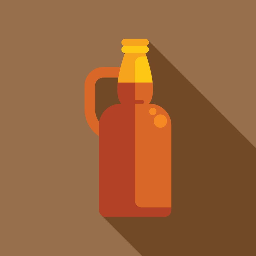 Brown beer bottle with handle casting long shadow vector