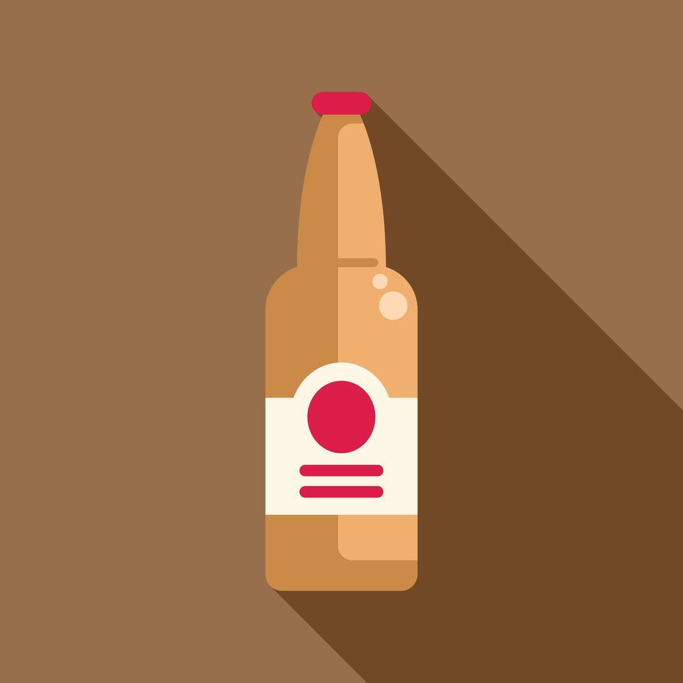 Glass beer bottle with blank label casting long shadow vector