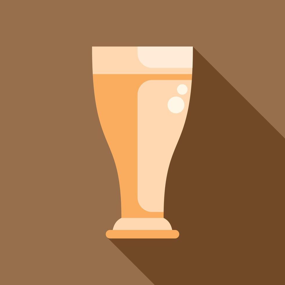 Refreshing glass of beer with bubbles on brown background vector