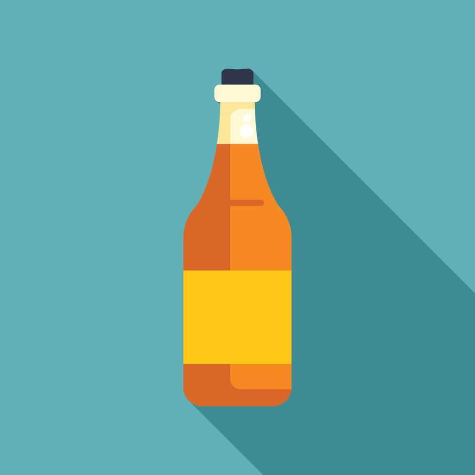 Glass bottle of beer with blank label is standing on blue background vector