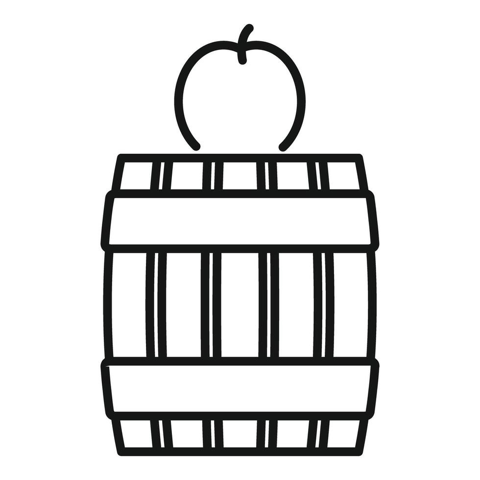 Apple cider vinegar barrel with apple on top line icon vector