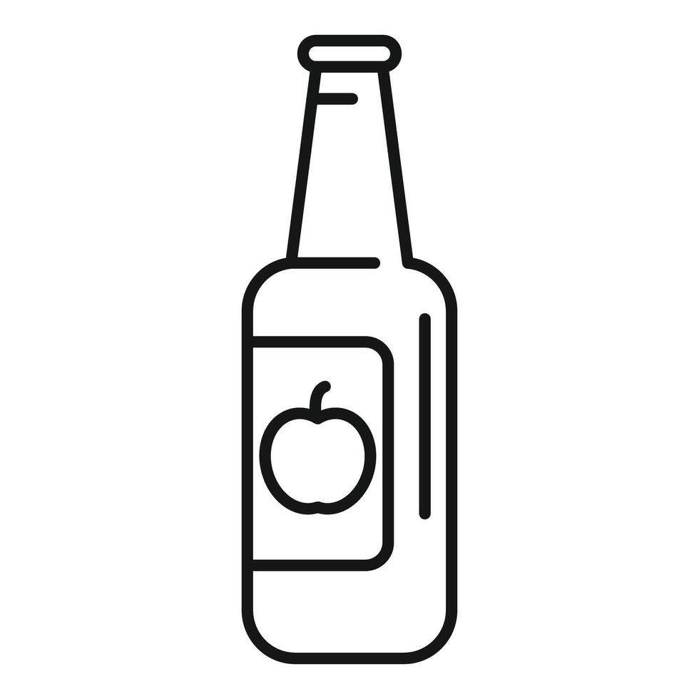 Glass bottle containing apple juice with branded label vector