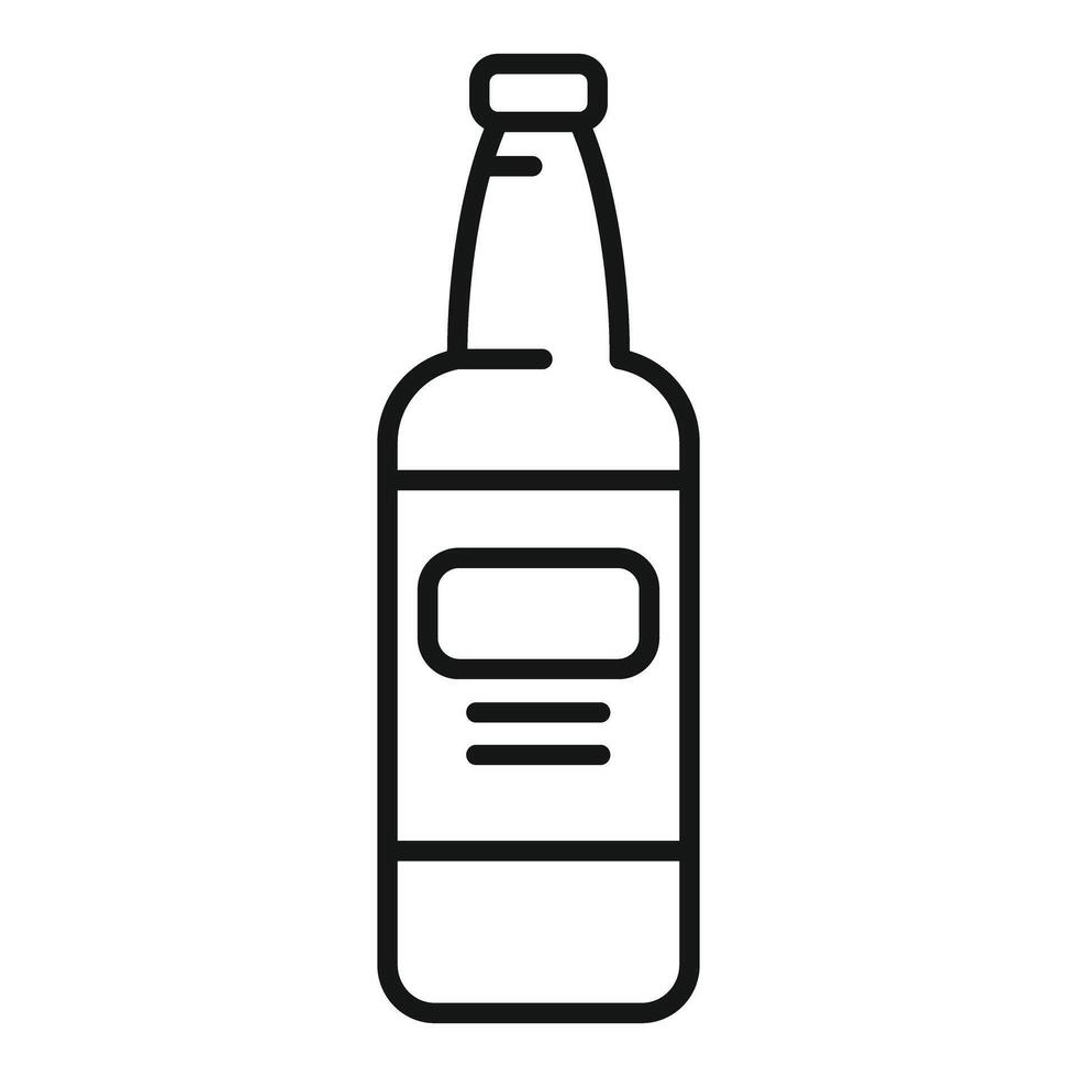 Glass beer bottle with blank label outline icon vector