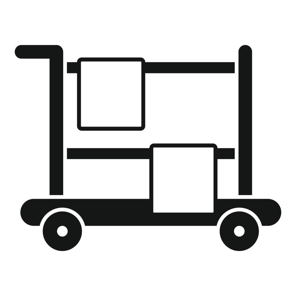 Hotel room service cart holding clean towels icon vector