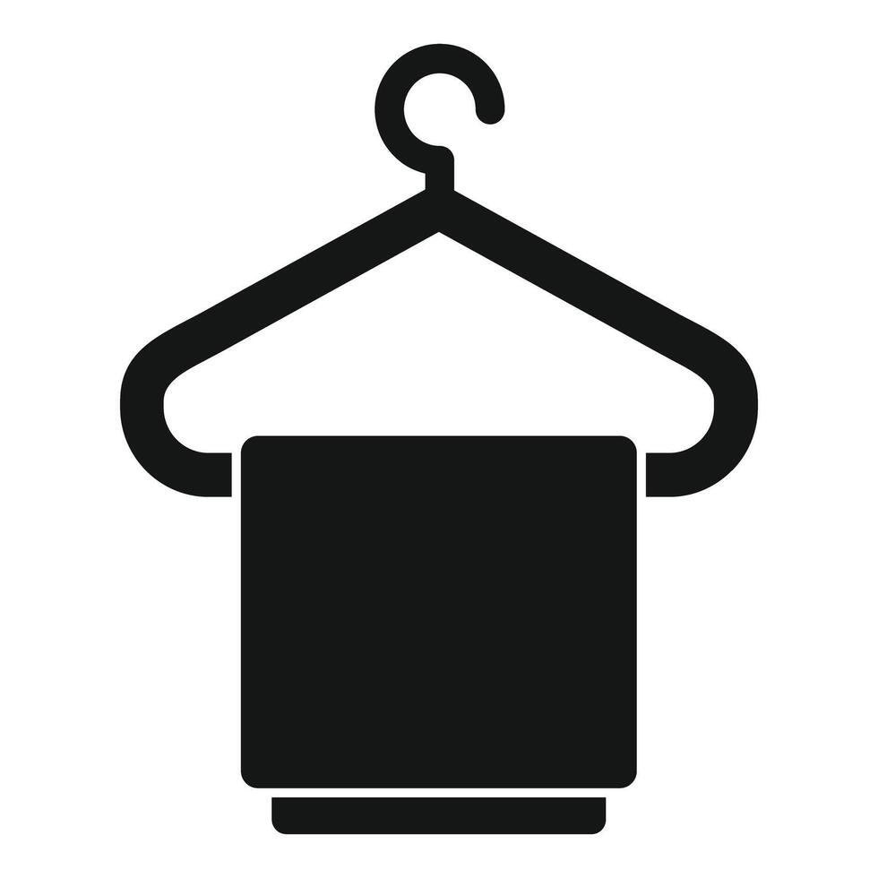 Black towel hanging on hanger icon, hygiene and cleanliness symbol vector