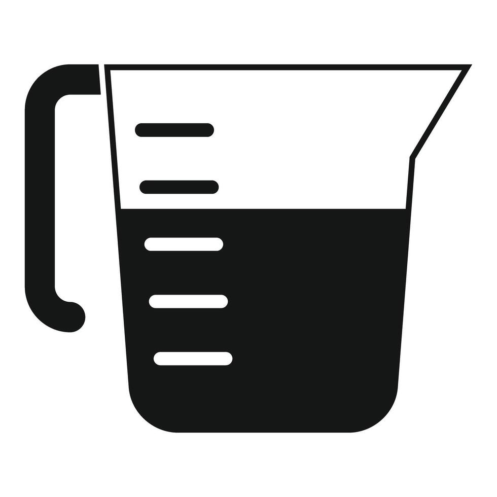 Black measuring cup icon showing measurement lines vector
