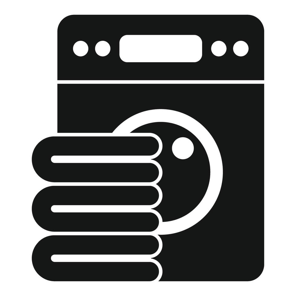 Washing machine with stack of towels for laundry service icon vector
