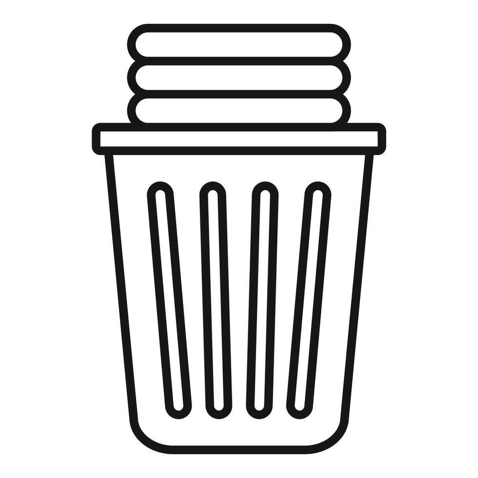 Laundry basket full of clothes line icon representing domestic chores vector