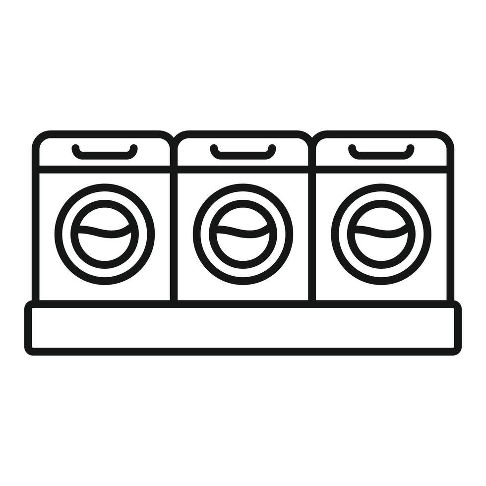 Laundromat row of washing machines for washing clothes vector