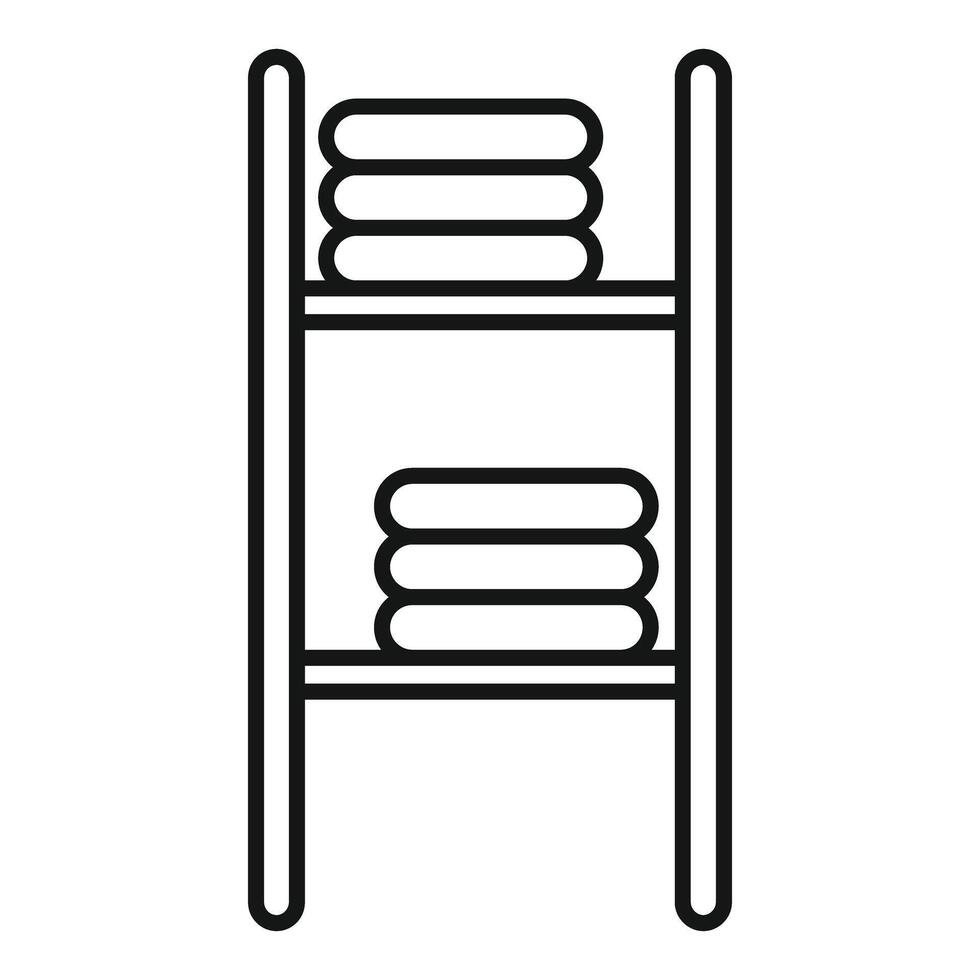 Wooden stand with clean towels for spa visitors or hotel guests vector