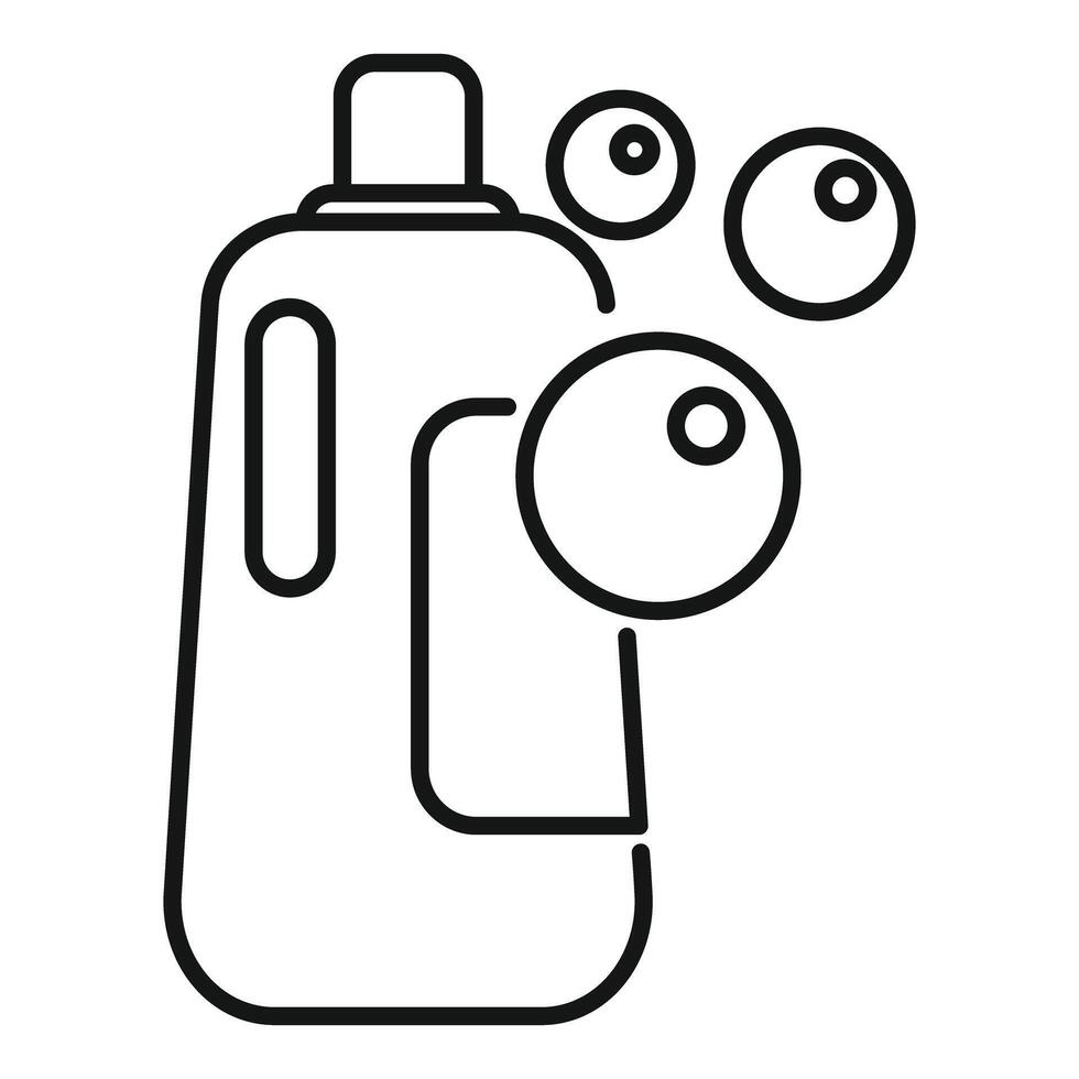 Laundry detergent bottle making soap bubbles line icon, cleaning concept vector