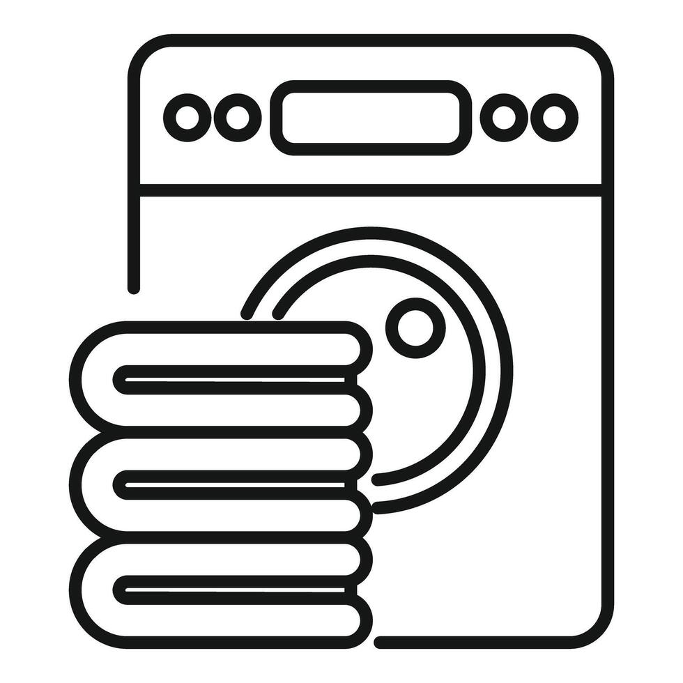Washing machine washing pile of clothes icon vector