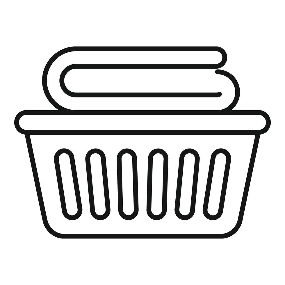 Laundry basket filled with clean towels icon vector
