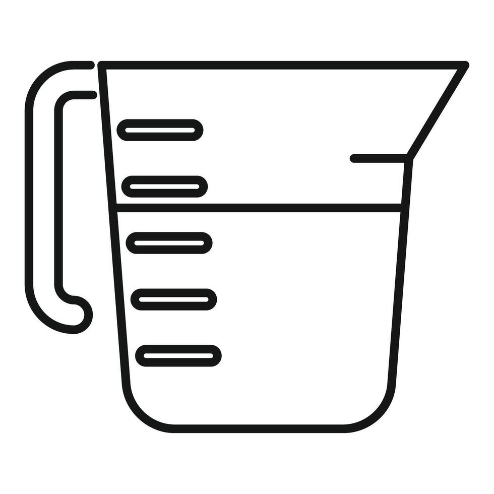 Measuring cup with handle showing milliliters icon line style vector
