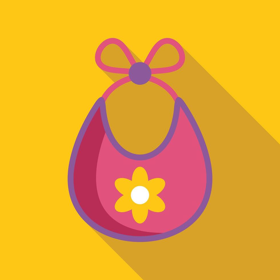 Pink baby bib with flower decoration for girls vector