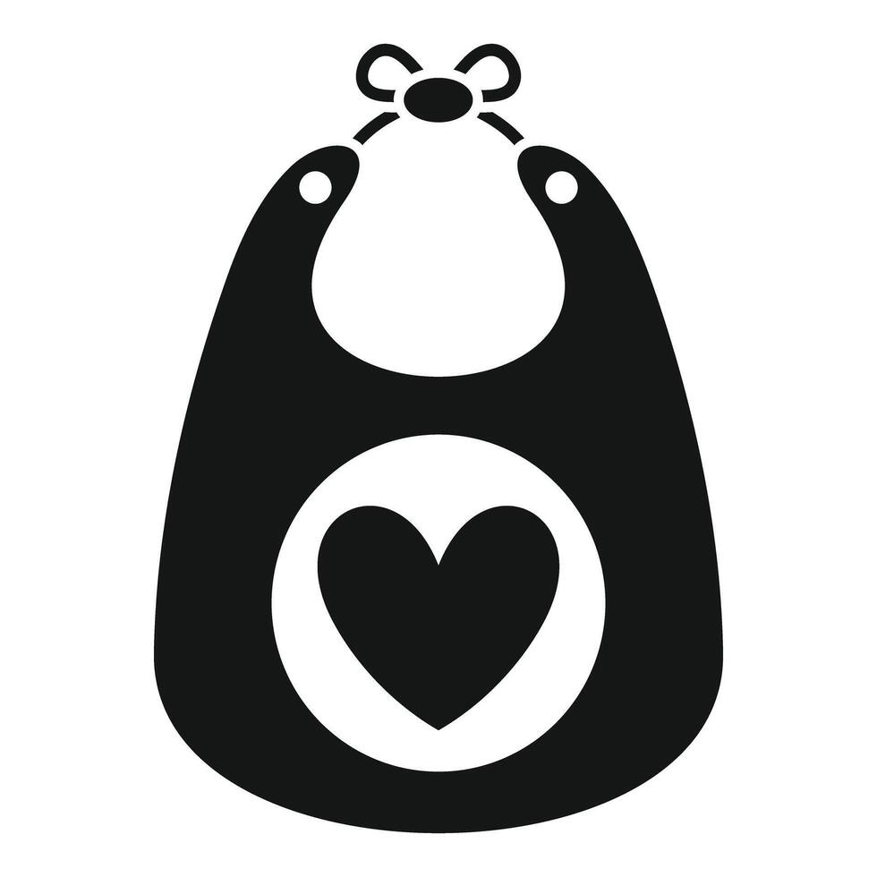 Baby bib with a heart shape being tied with a bow vector