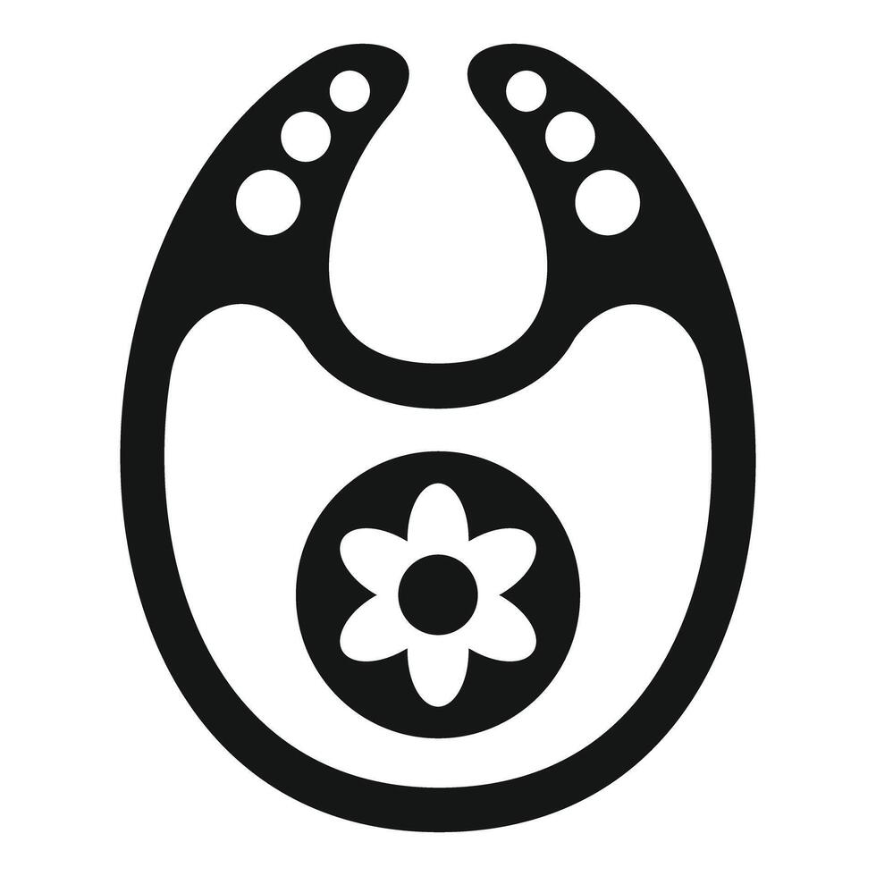 Baby bib with flower icon showing eating and accessories vector