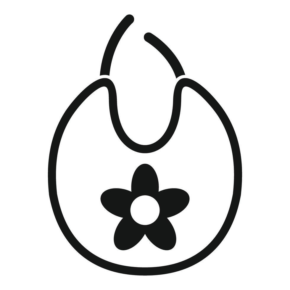 Baby bib with flower icon showing eating accessory vector