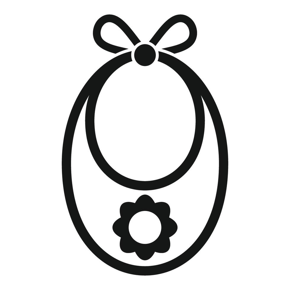 Baby bib with flower decoration icon, simple style vector