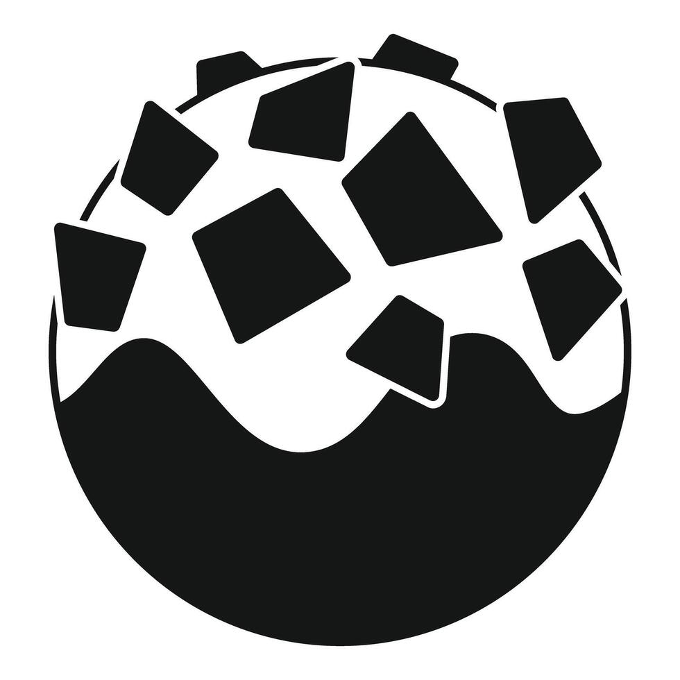 Round chocolate candy with filling and chocolate pieces on top icon vector