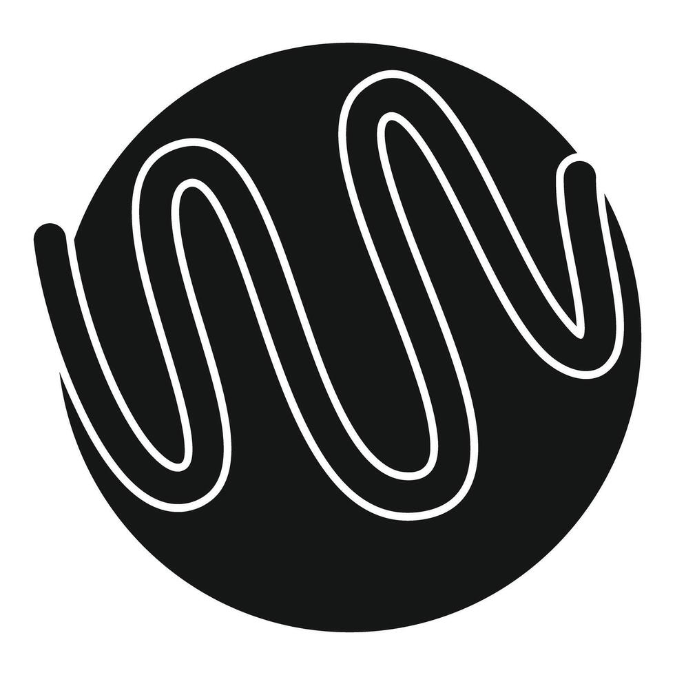 Round chocolate candy is being decorated with white chocolate stripes icon vector