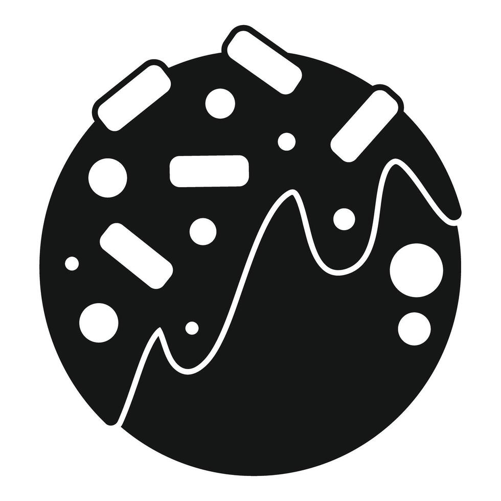 Round chocolate candy with sprinkles drizzled with white chocolate icon vector
