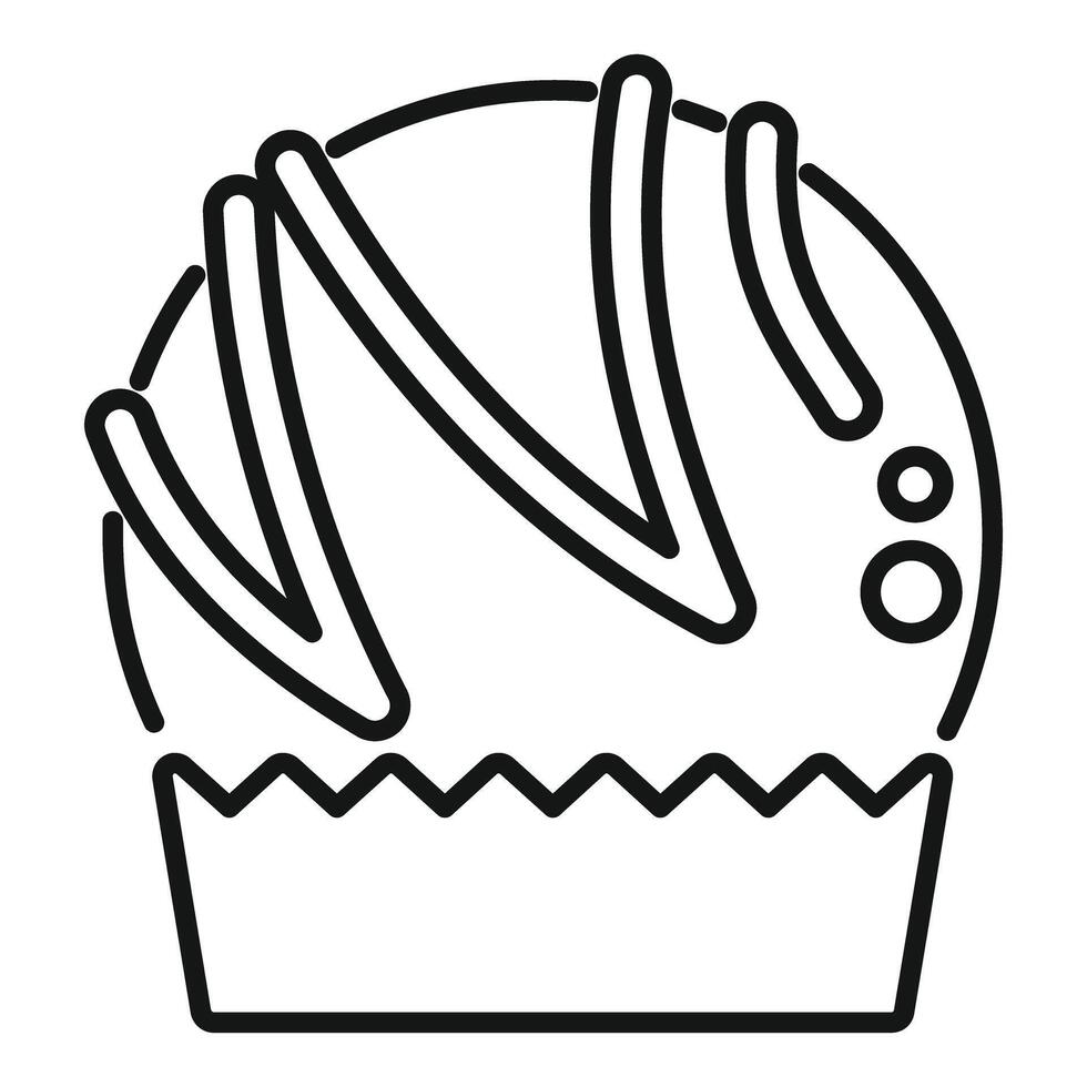 Round chocolate candy with decoration in paper cup line art drawing vector