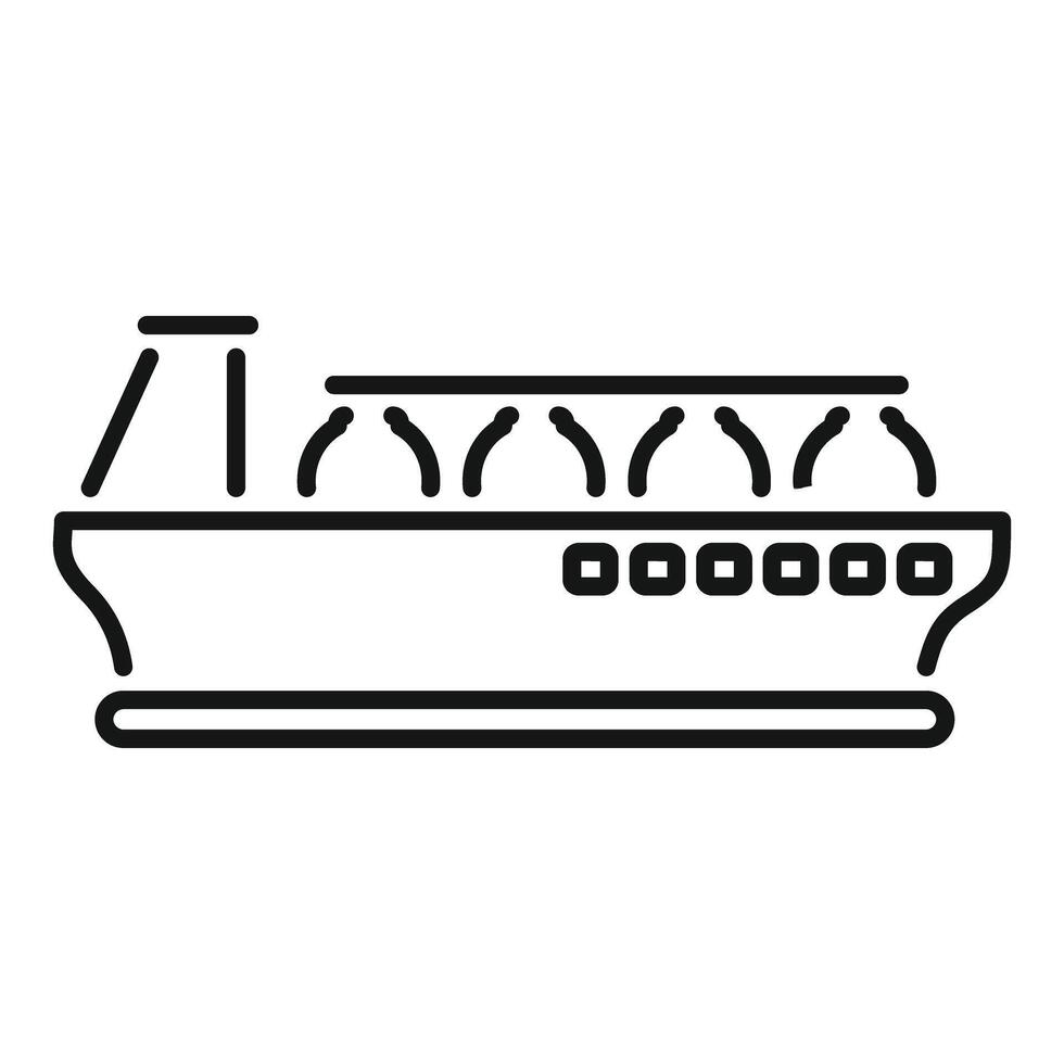 Cruise ship sailing on water with passengers looking at ocean view vector