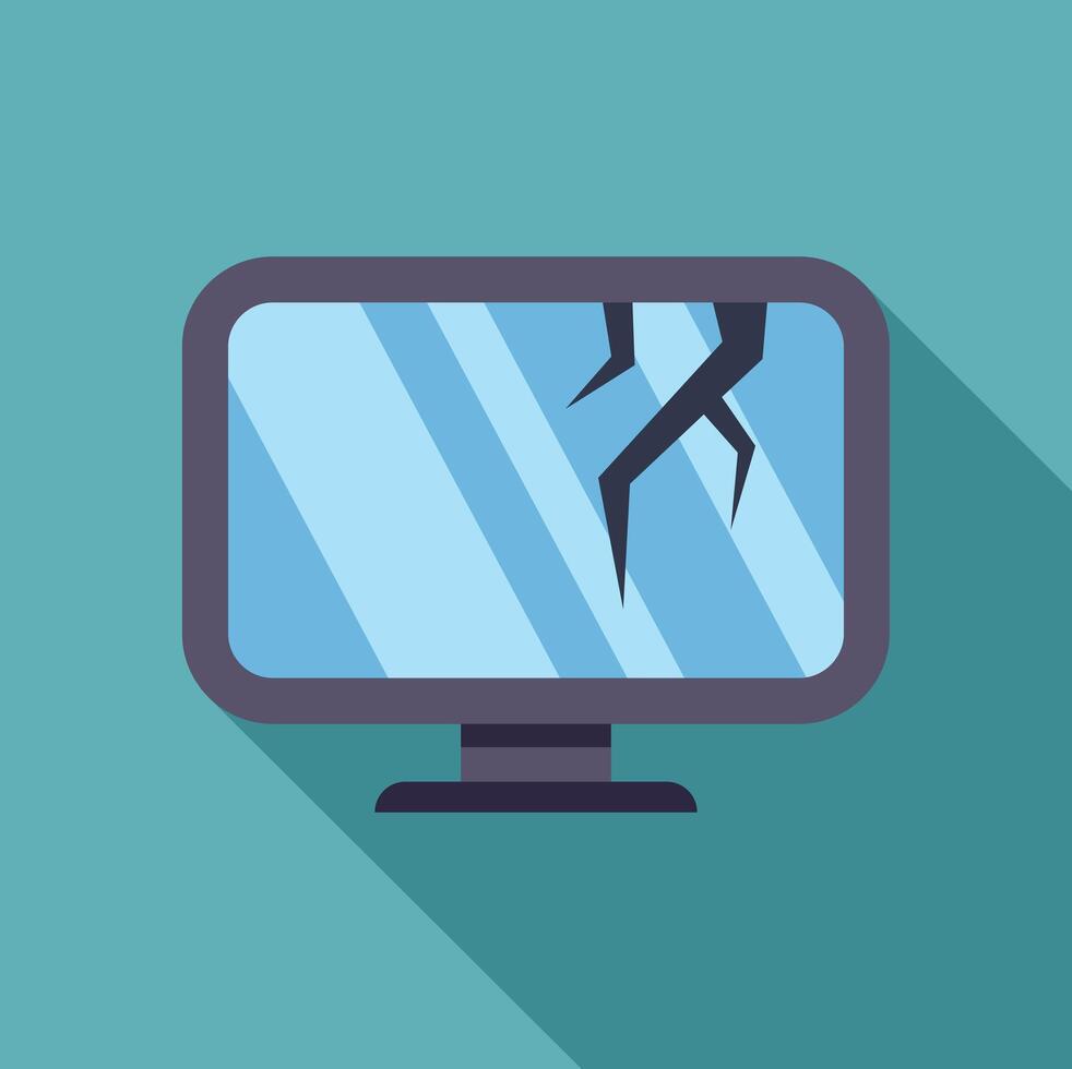 Broken computer screen showing cracks in glass display vector