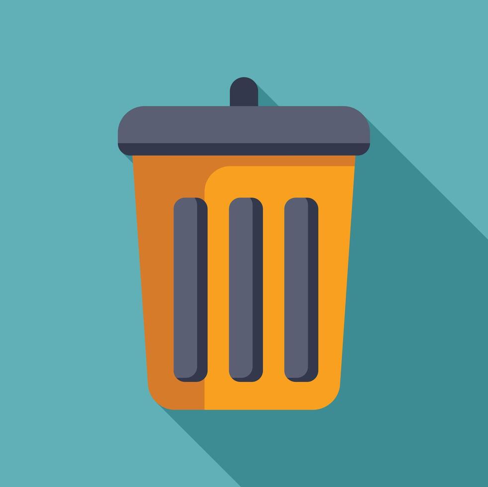 Yellow trash can throwing away garbage illustration vector