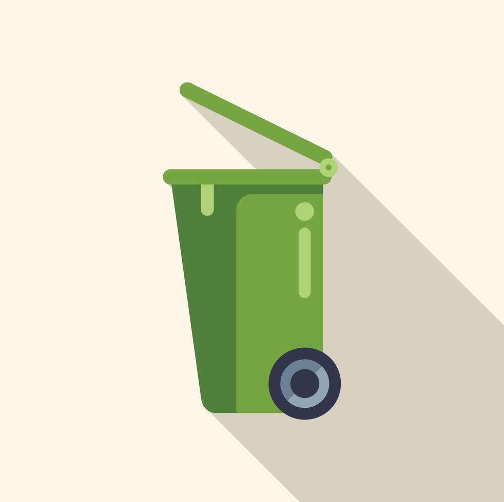 Green wheelie bin open lid recycling waste vector