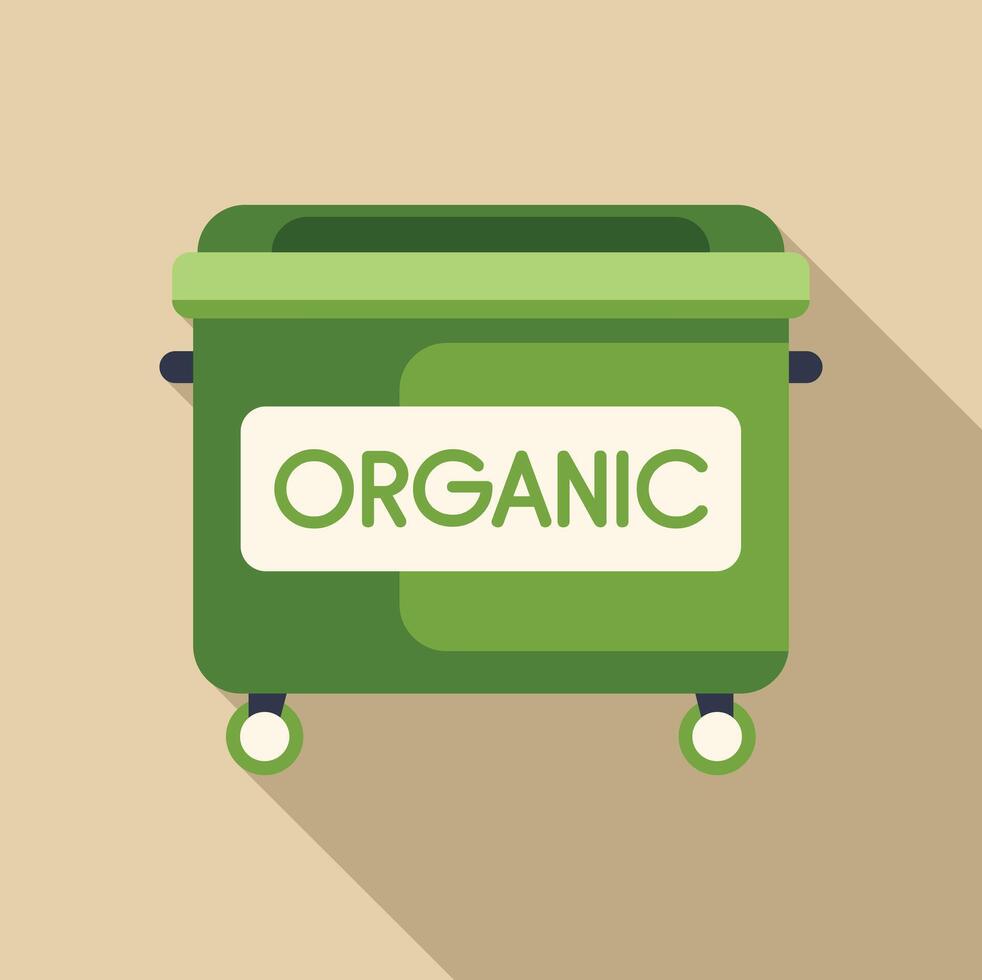 Green wheelie bin container for organic waste sorting and recycling vector