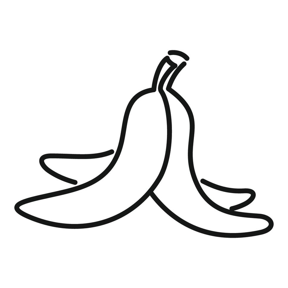 Line art drawing of a peeled banana open and ready to eat vector