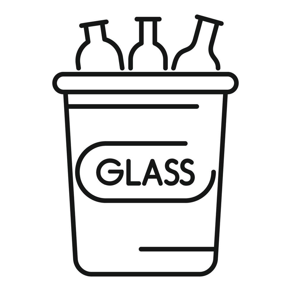Glass recycling bin filled with empty bottles promoting environmental sustainability vector