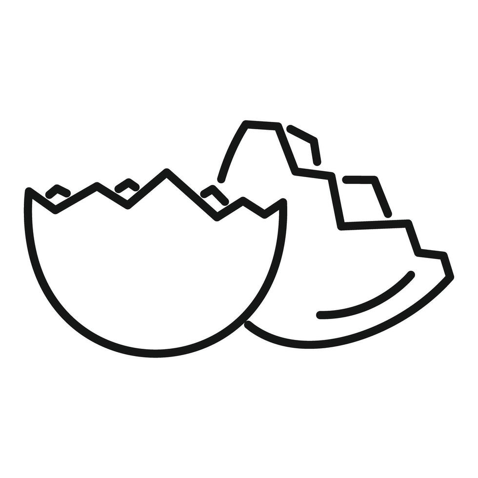 Empty eggshell broken in two halves line icon vector