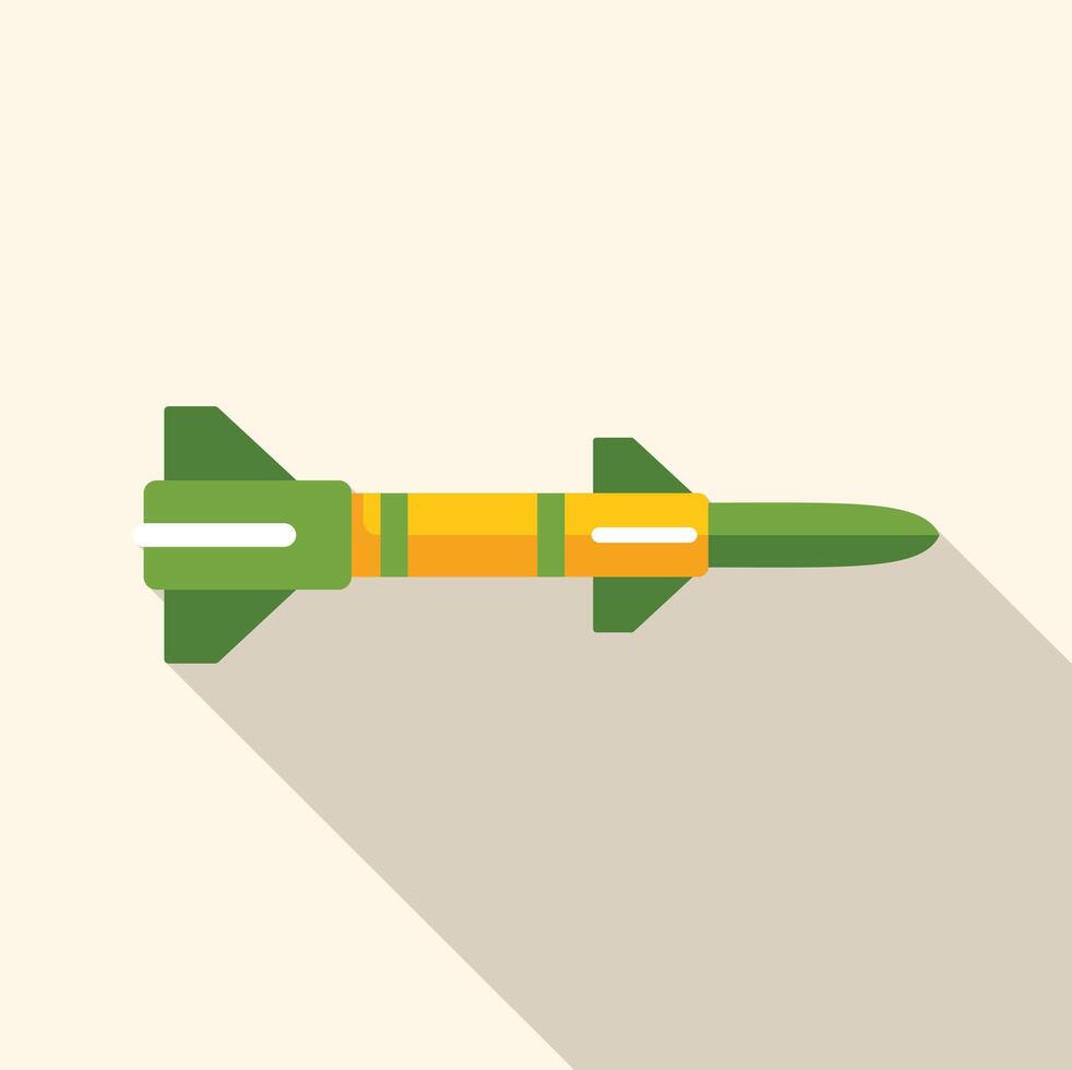 Military rocket flying with long shadow vector